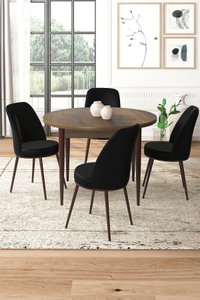 Set dining Torra (nuc baroc + negru) (pentru 4 persoane)