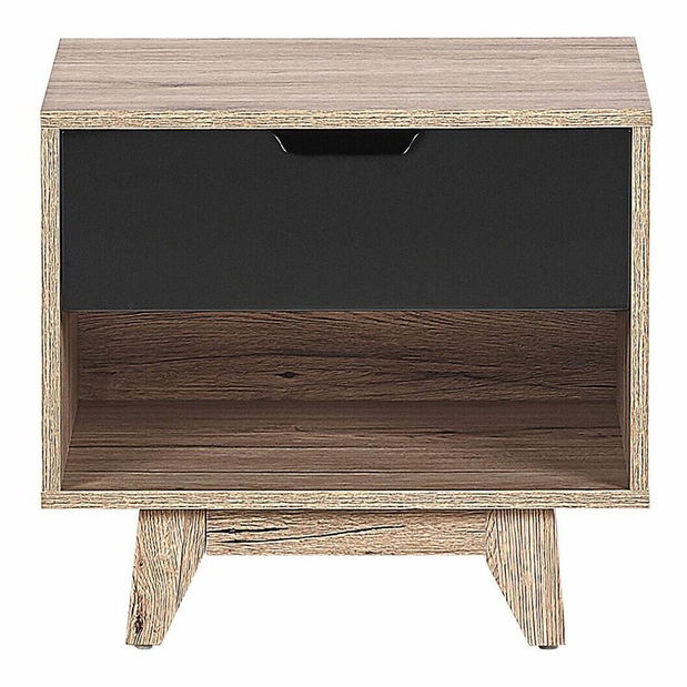 Éjjeliszekrény SIHART (világos fa + fekete)