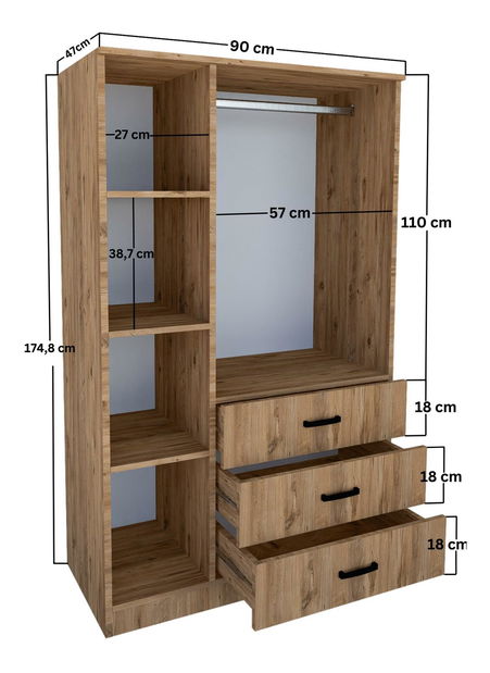 Dulap de haine Essy 56 (pin atlantic)