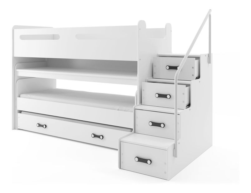 Emeletes ágy 80 x 200 cm Moxxo 1 (fehér + fehér) (ágyrácsokkal és tárolóhellyel)