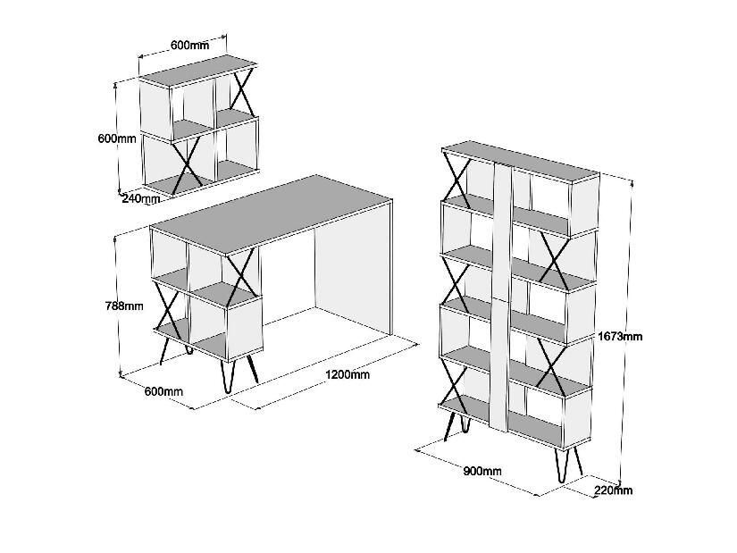 Set mobilier pentru birou Likime 1 (stejar + negru) 