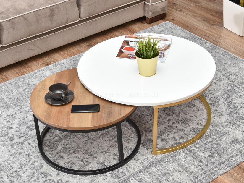 Dohányzóasztal Kolja Zest Xl (fehér + arany + fekete)