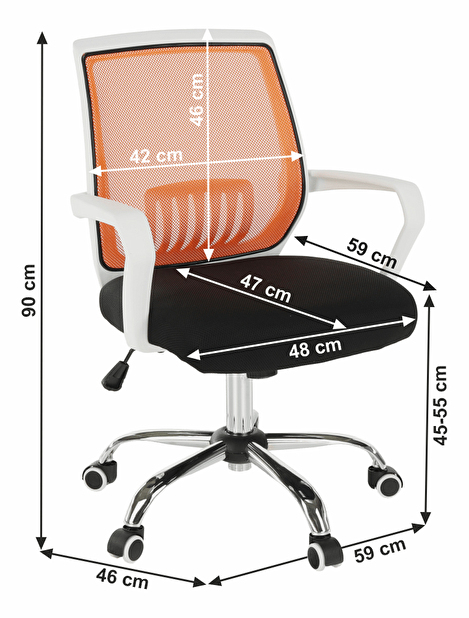 Kancelárske kreslo Leledo oranžová + čierna 