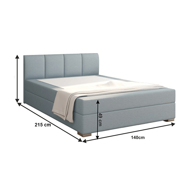 Franciaágy Boxspring 140 cm Rhoni (mentol) (ágyráccsal, matraccal és tárolóhellyel) *bazár