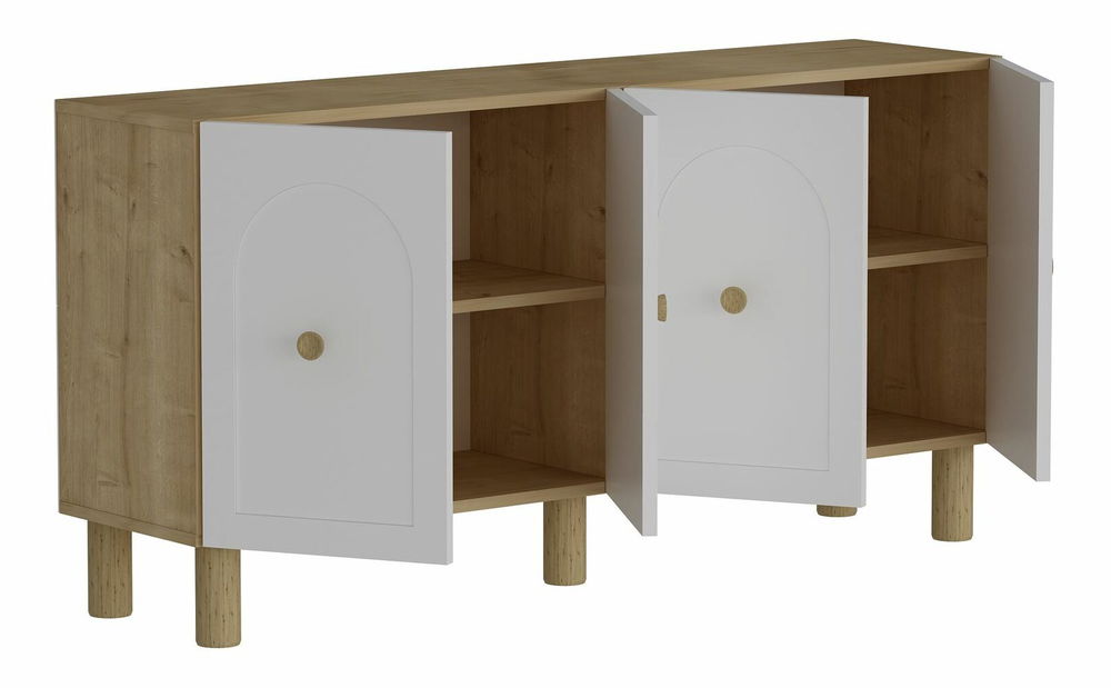 Komoda Notred (safirni hrast + bijela)