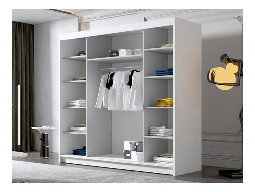 Dulap de haine cu uși culisante Fozzurt VI 200 (Alb + auriu) (cu oglindă)