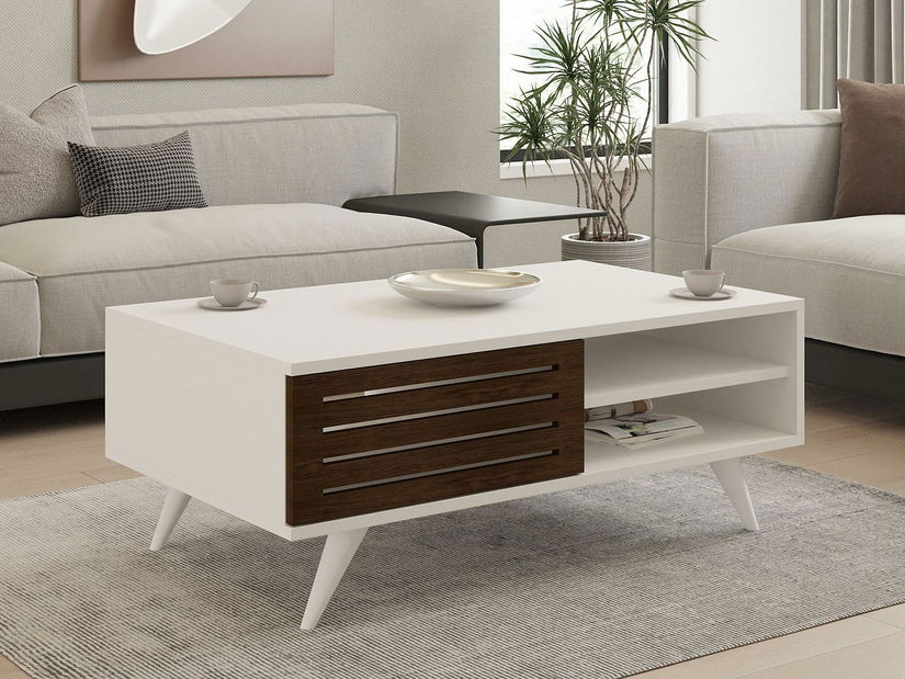 Konferenčný stolík Grando (orech + biela)