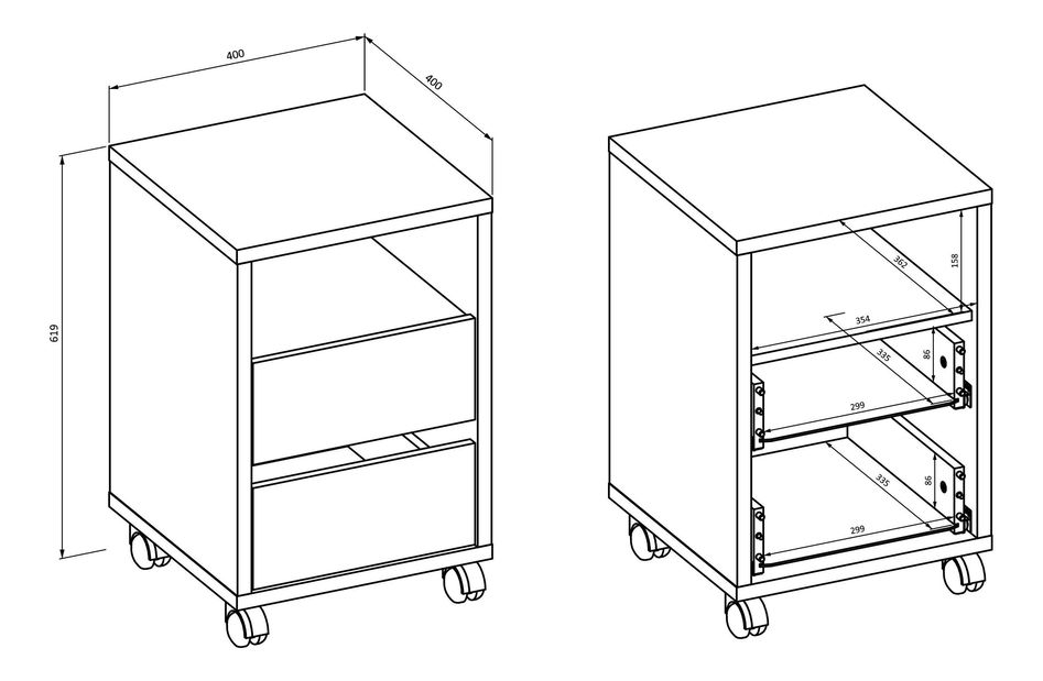 Irodai konténer Agave Typ 03 (fehér)