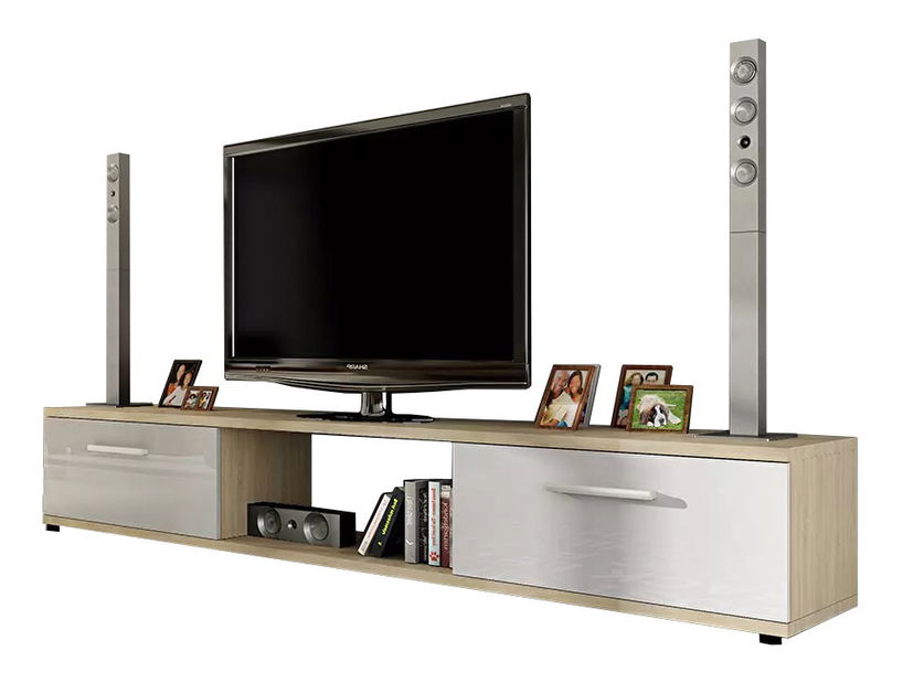 TV stolík Marvin II (dub sonoma + lesk biely)