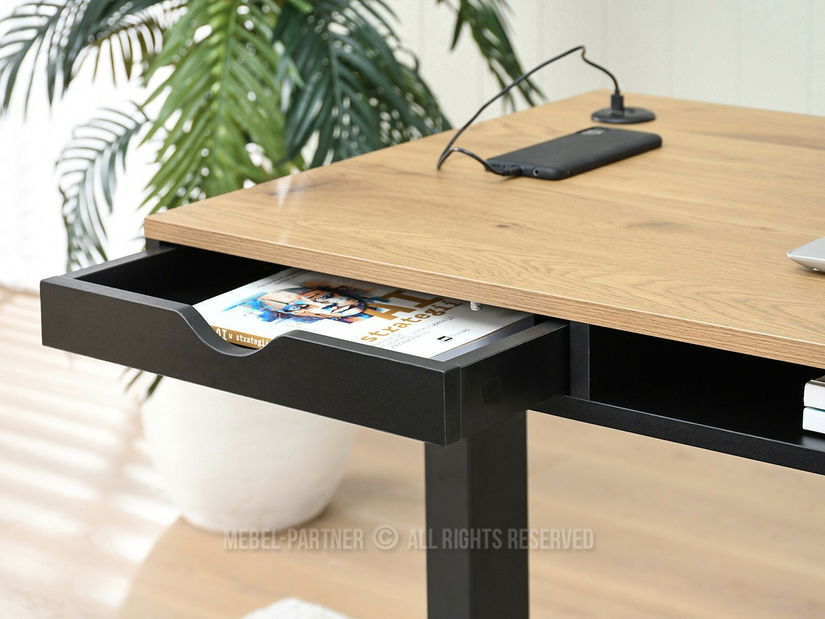 Masă PC Osto 140 (stejar negru + negru)