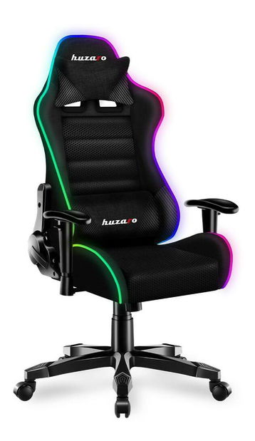 Scaun gaming pentru copii Rover 6 (negru + multicolor) (cu iluminat LED)