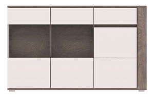 Vitrína Aren AS5 (s osvetlením) (dub enderein + lesk biely)