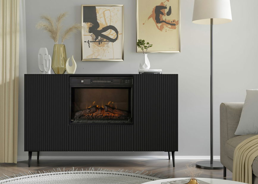 Comodă cu bioșemineu electric 2D1K Rowanna (Negru)