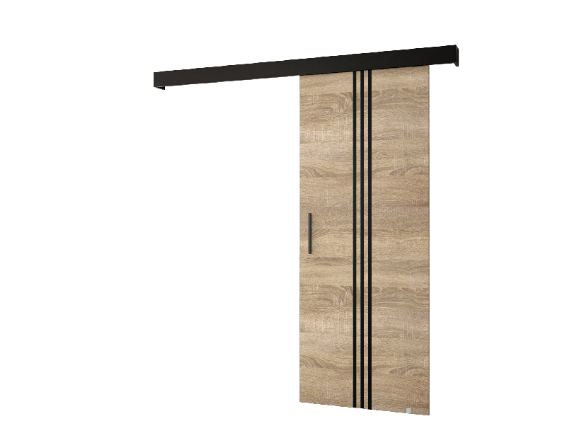 Uși culisante 90 cm Sharlene V (stejar sonoma + negru mat + negru)