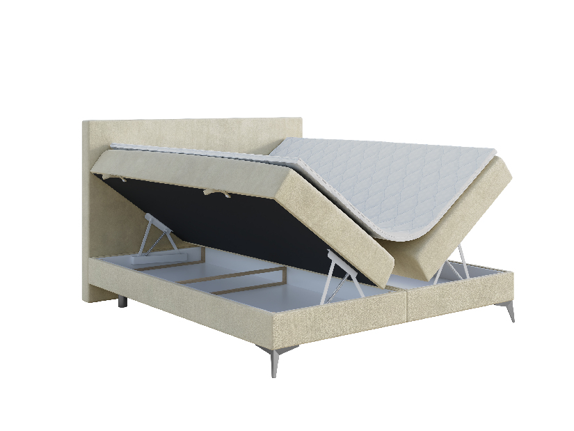 Manželská posteľ Boxspring 180 cm Ricky (svetlobéžová) (s matracom a úl. priestorom)