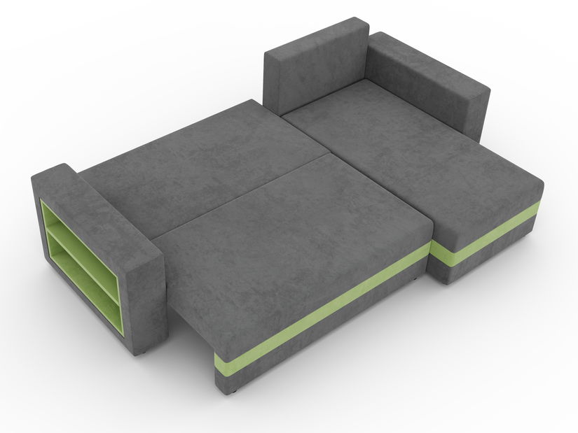 Rohová sedačka Simpney (sivá + zelená) (P)