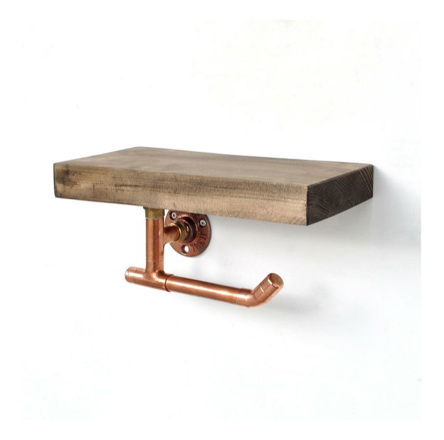 Suport de perete hărtie igienică Nenanu 19 (roz auriu + nuc)