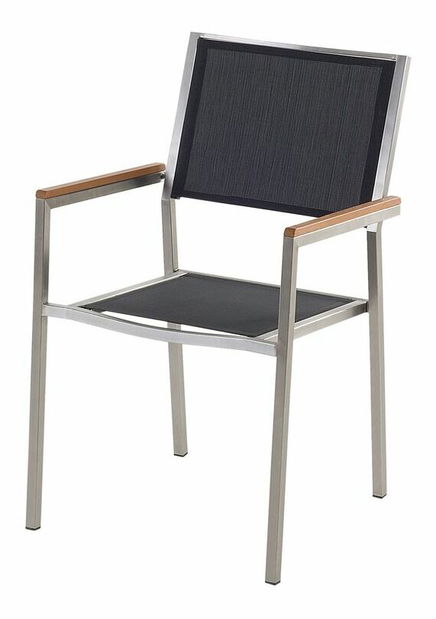 Záhradná jedálenská sada Grosso (čierna) (čierne stoličky) (pre 6 osôb) (kameň)