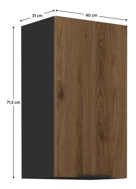 Dulap superior de bucătărie Monzesa 40 G 72 1F (nuc okapi + negru) 