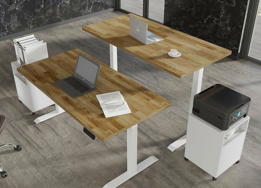 Masă PC electrică Natura 120 (Stejar + alb)