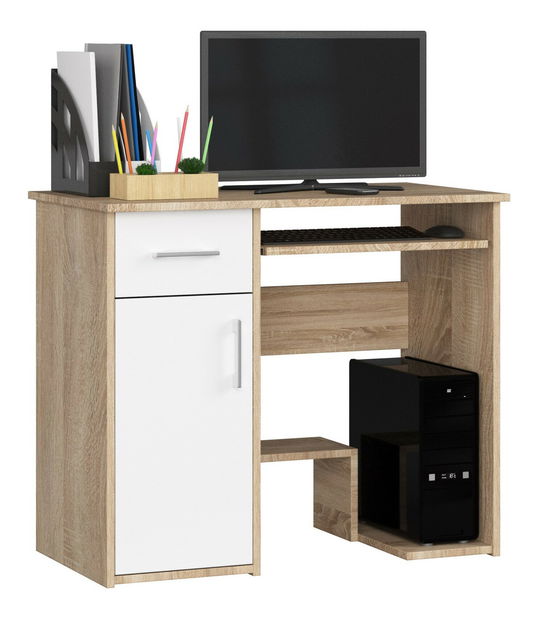 PC asztal Jocosa (sonoma tölgy + fehér)