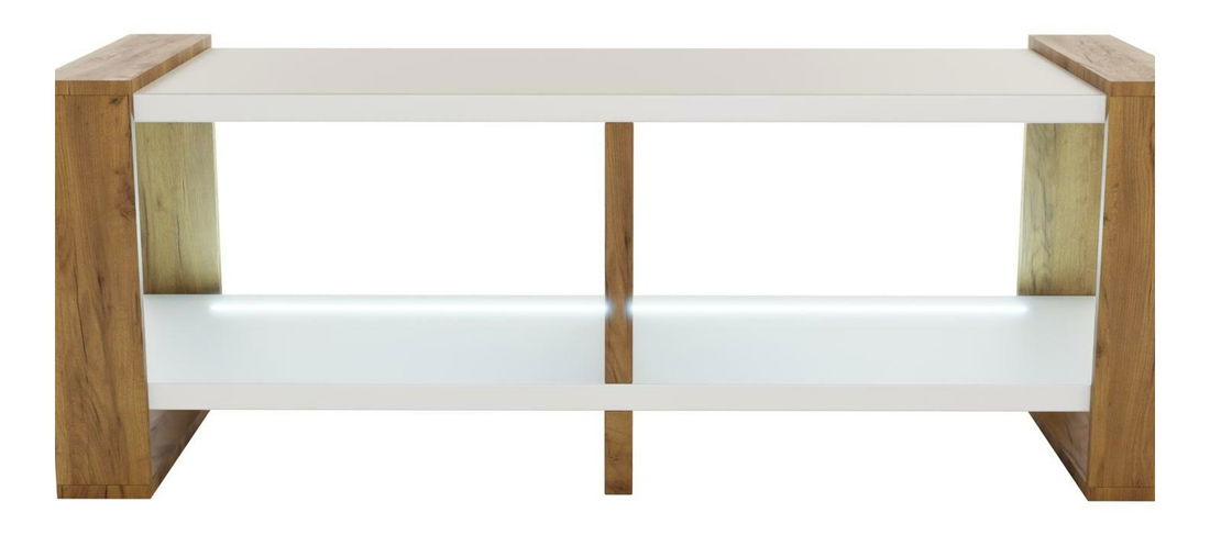 Masă de cafea LED Nico (craft auriu + alb)