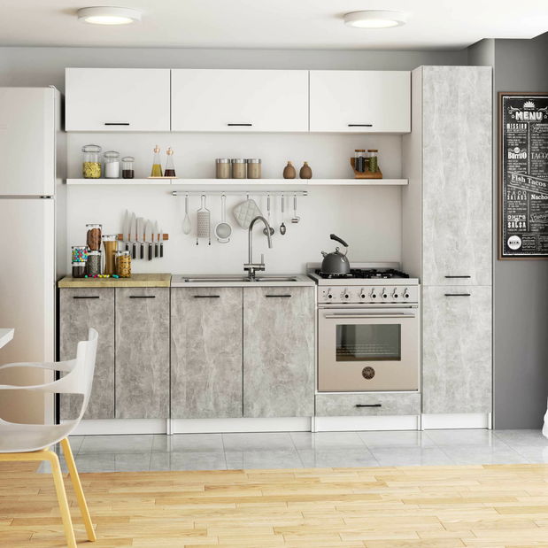 Élelmiszeres konyhaszekrény Organo S 40/205 (fehér + beton)