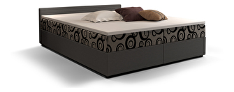 Franciaágy  Boxspring 140 cm Ceren (minta + sötétszürke) (matraccal és tárolóhellyel)