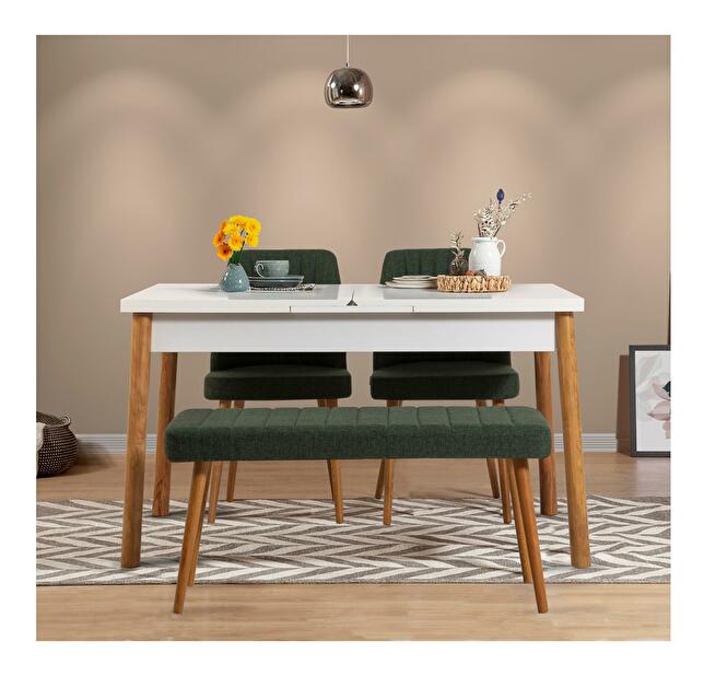 Set mobilier sufragerie Dobuse 2 (pin atlantic + alb + verde) (pentru 4 persoane)