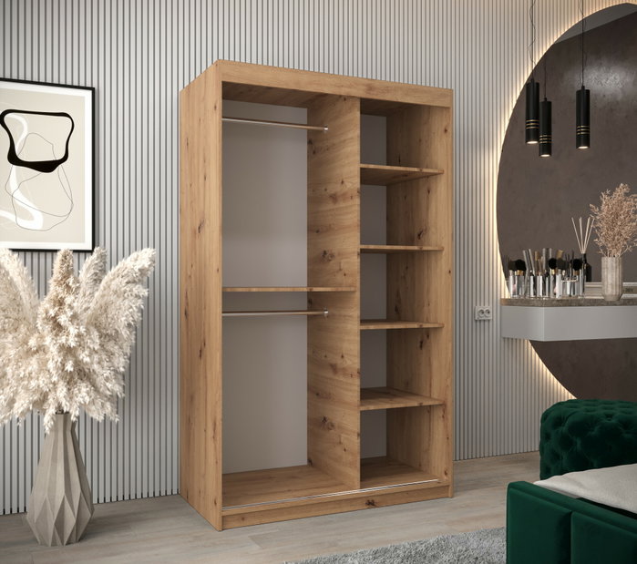Dulap de haine 120 cm cu oglindă Verika 2 120 (stejar artisan)