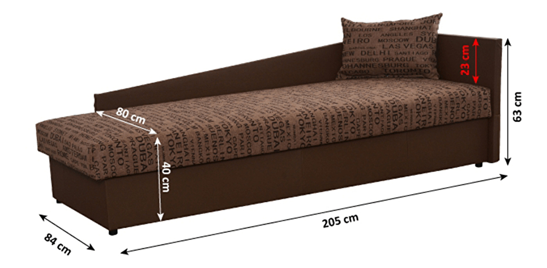 Jednostruki krevet (ležaj) 80 cm Jeannine (smeđa) (s prostorom za odlaganje) (D) 