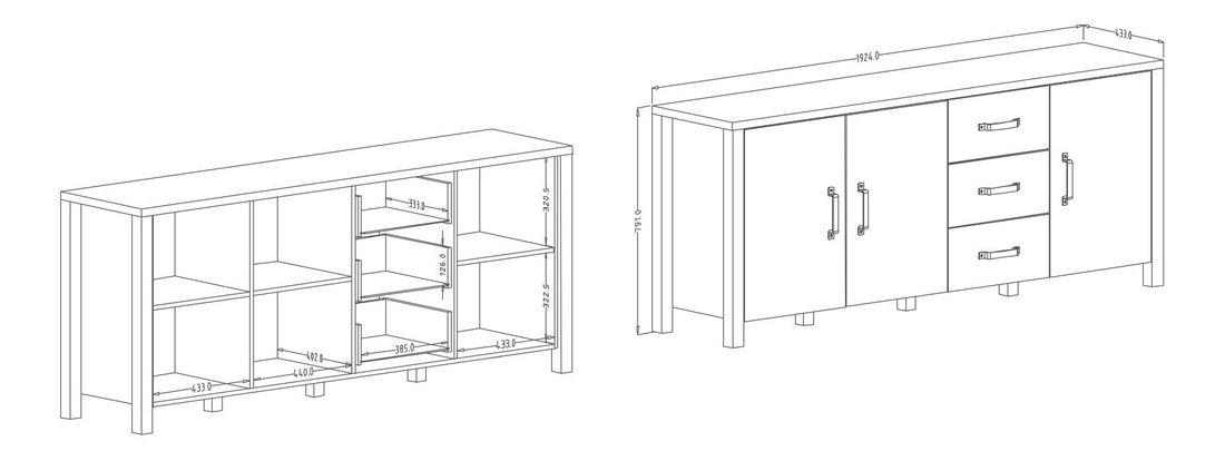 Komoda Oralee Typ 47 (smrek + čierna matná)