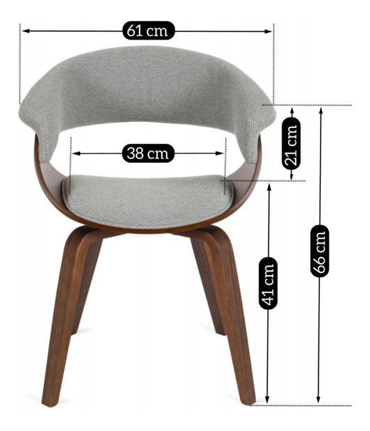 Scaun sufragerie Generosas 2 (gri + nuc) 