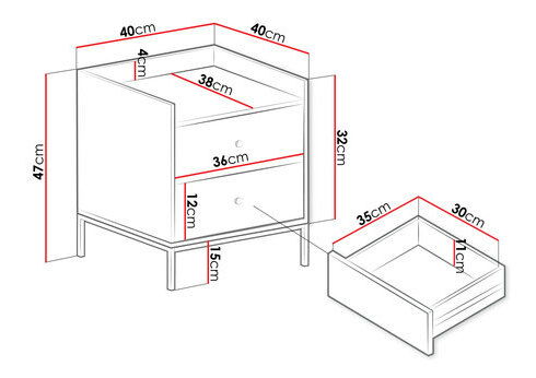 Éjjeliszekrény Tezarta 2SZ (fekete) 