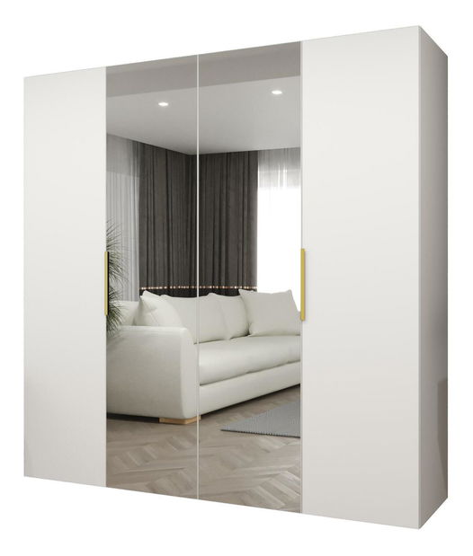 Dulap de haine 200 cm Mirabella 2 (alb + Auriu)