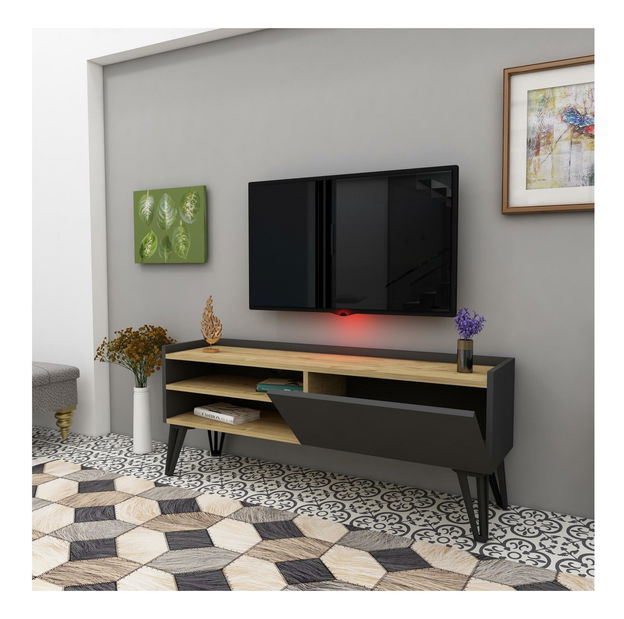 TV asztal/szekrény Mituni (tölgy + antracit) 