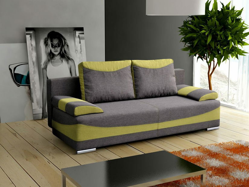 Canapea 3 locuri Dalbur (Gri închis + verde)