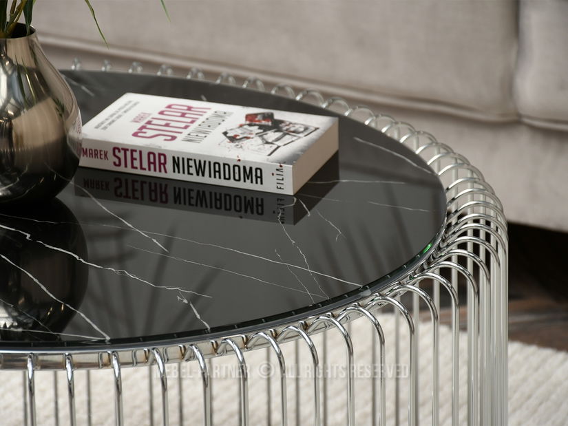 Măsuță de cafea Nils Xl (marmură neagră + crom)