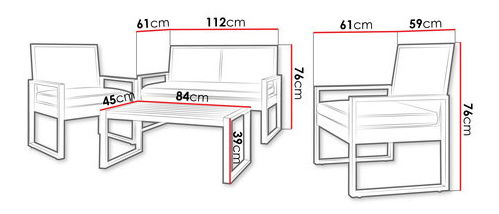 Kerti bútor szett Lamentemos (fekete + rattan + akácfa)