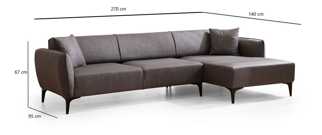 Rohová sedačka Belasemma (P) (tmavosivá + čierna)