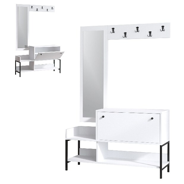 Set mobilier pentru hol Loop (Alb + Negru)