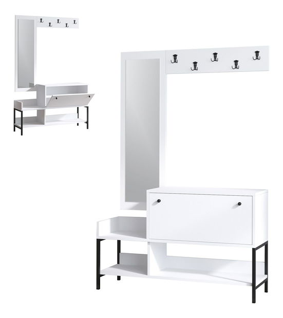 Előszoba szett Aliex 12 (fehér + fekete) (tükörrel)