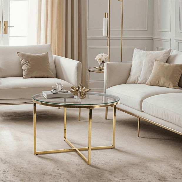 Măsuță cafea Fragmento (transparentna + auriu) 