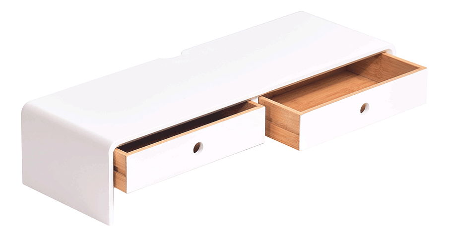 Suport sub monitor Elario 2 (bambus + alb + natural)