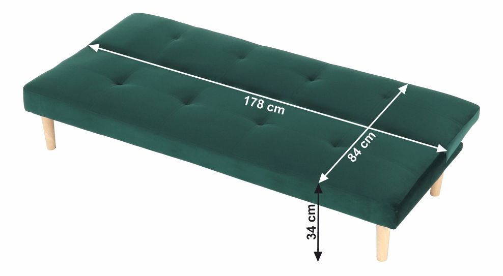 Szétnyitható kanapé Adil (smaragdzöld)