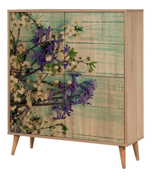 Mobilier pentru hol Maluxe 727 (Stejar sonoma + Albastru închis)