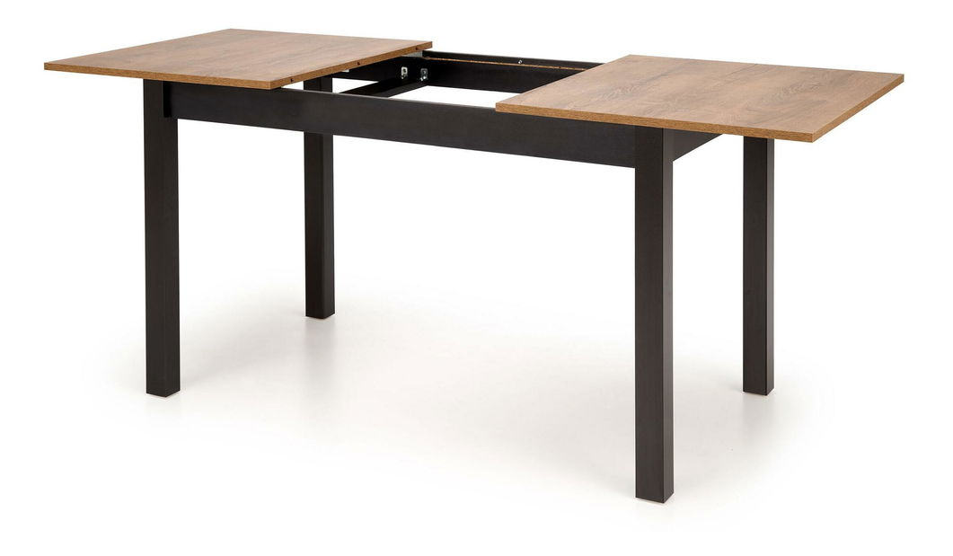 Masă de sufragerie extensibilă Tentempies (stejar artisan + negru) (pentru 4-6 persoane)