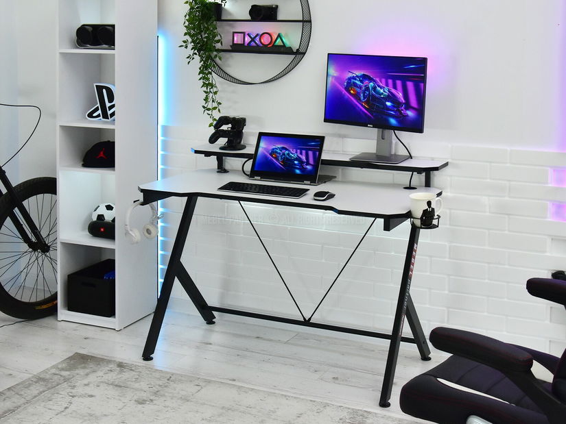 PC asztal Rolls (fehér + fekete)