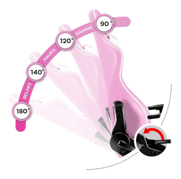 Scaun gaming pentru copii Rover 6 (alb + roz)