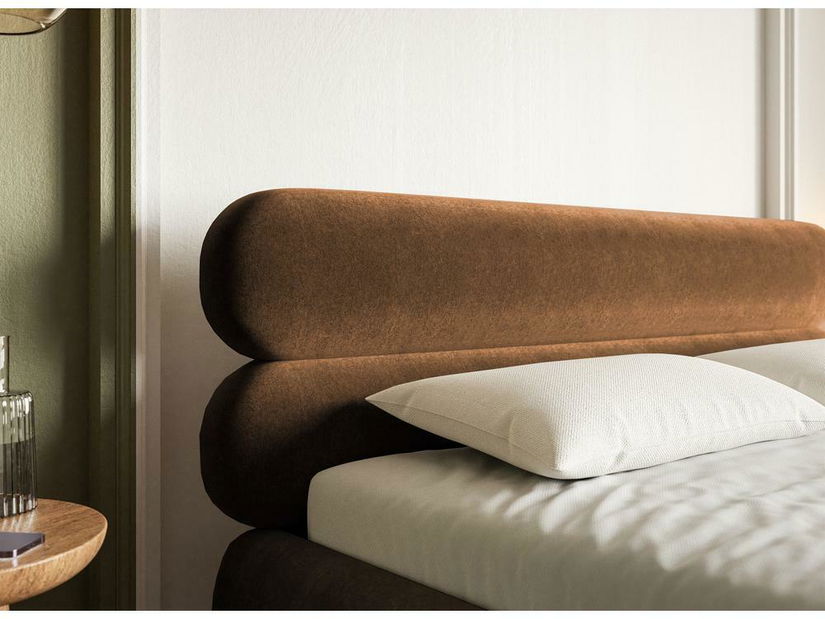 Pat matrimonial 140 cm Rirri 140 (cu somieră) (cu sp. depozitare) (miere + auriu)